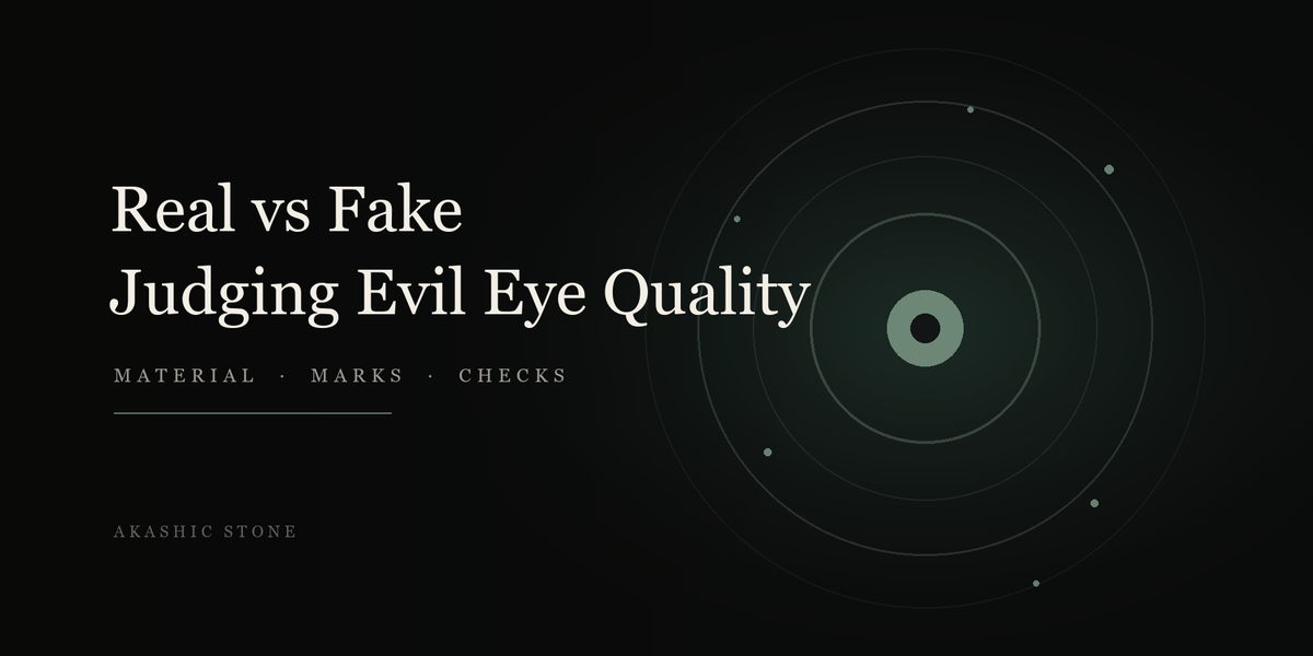 Close inspection of evil eye jewelry to judge material and setting quality