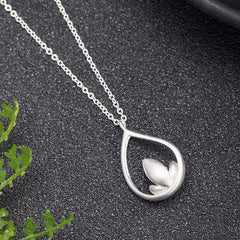 Sterling Silver Lotus Pendant – Oblique angle with detailed lotus petals, Serene elegance