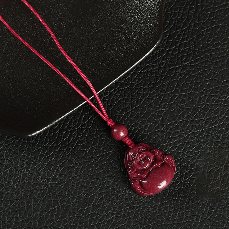 Laughing Buddha Cinnabar Necklace Key Chain Phone Hanging Decoration – multi-purpose keychain necklace set, versatile spiritu