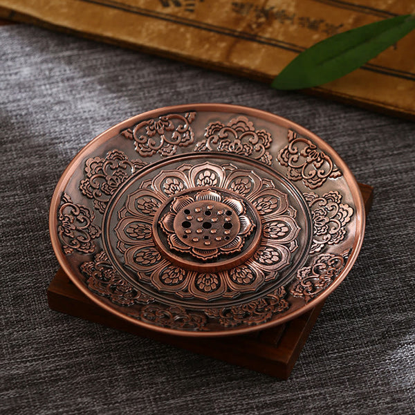 Copper Lotus Incense Burner – rose-gold finish with lotus petal holes, Zen aesthetic