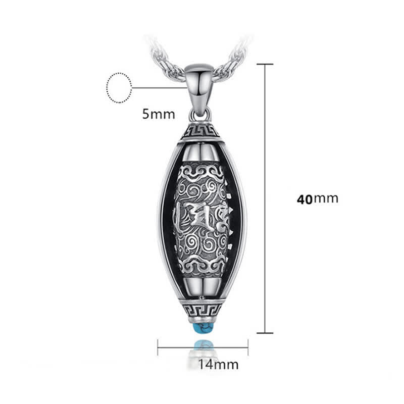 Tibetan Om Mani Padme Hum Rotatable Pendant Necklace