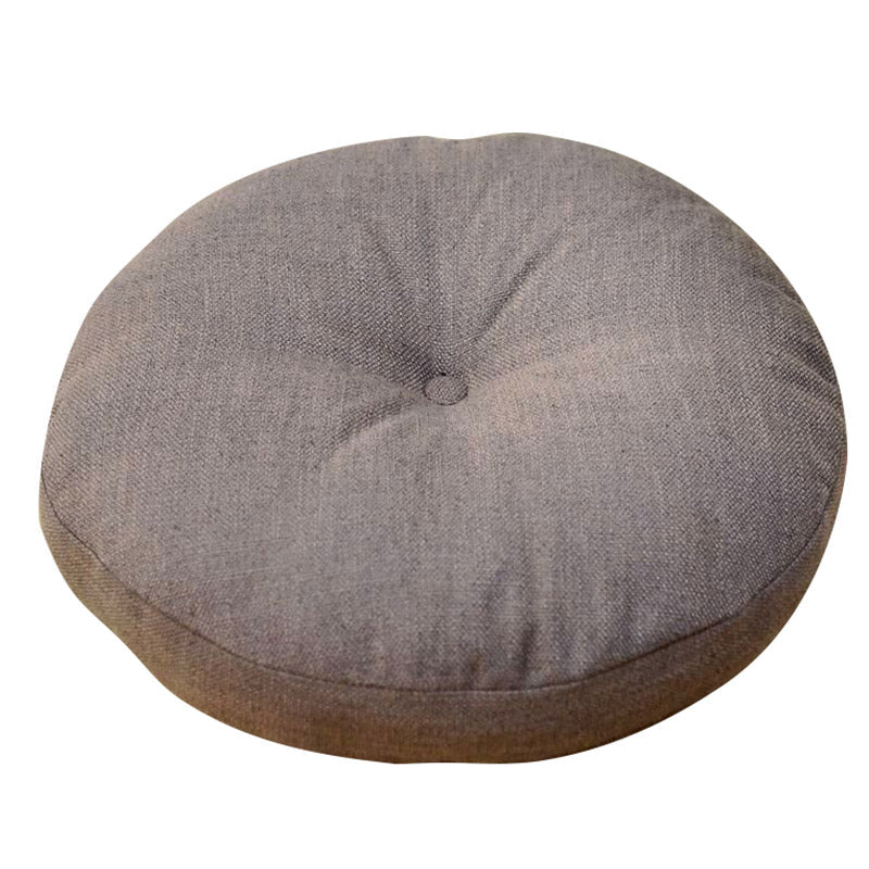 Lotus Linen Meditation Cushion – Gray tufted top view on clean white background