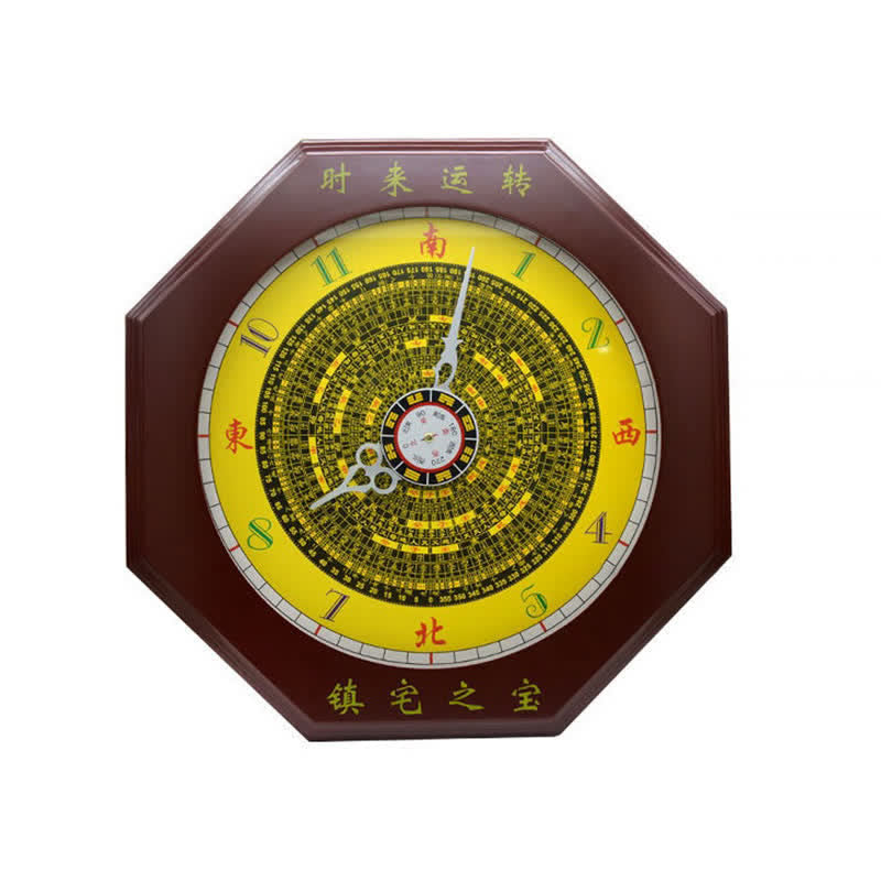 Feng Shui Bagua Peach Wood Wall... – Built-in thermometer with luopan dial, feng shui decor