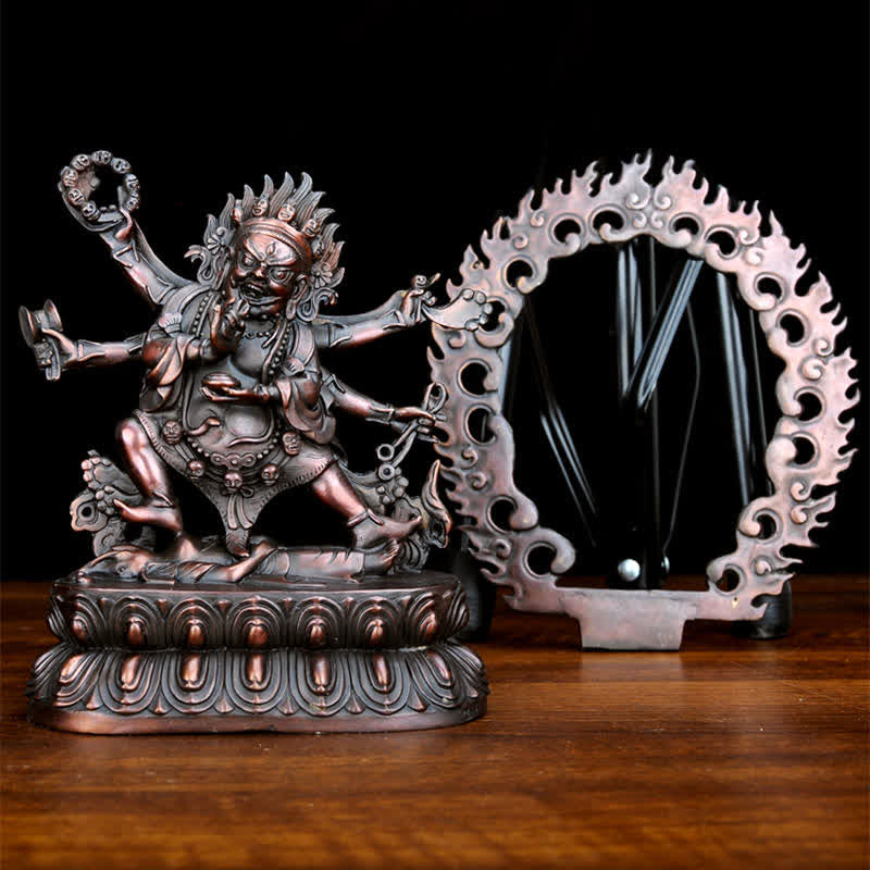 Copper Mahakala Figurine – fierce yet compassionate gaze, protective spirit home decor