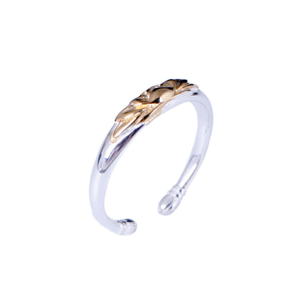 925 Sterling Silver Lotus Ring – Open cuff ring with sculpted flower on white background, adjustable silver ring