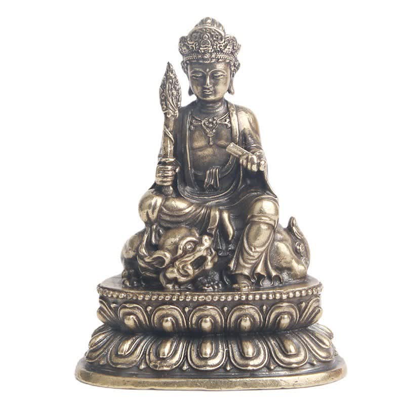 Manjusri Bodhisattva Copper Statue – Side profile showing prajna paramita text, Oriental decor