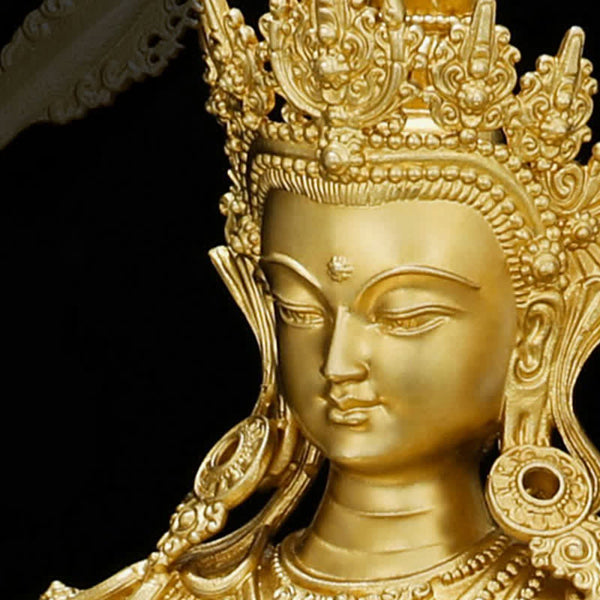 Shakyamuni Amitabha Medicine Buddha Copper Statue Decor – Amitabha dhyana mudra close-up, peace gesture