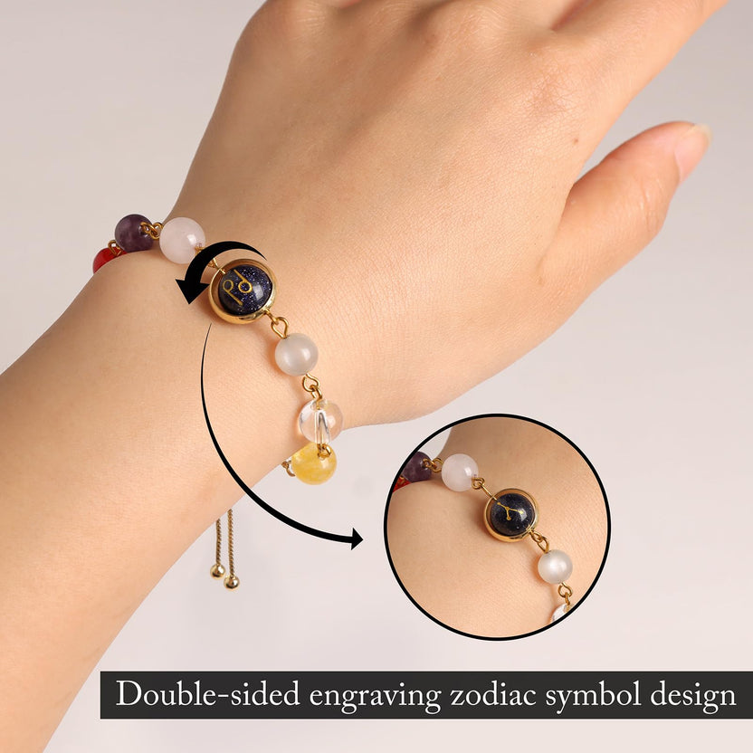18K Gold Plated Zodiac Stone Bead Bracelet Zweitbild
