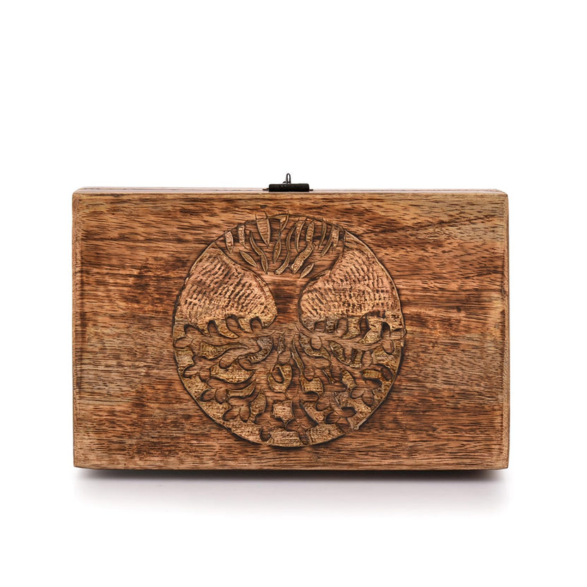 Handcarved Mango Wood Tree of Life Jewelry Box | Vintage Keepsake Secondary image
