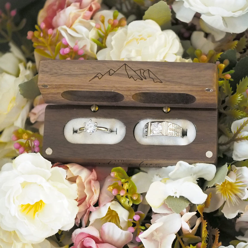 Engraved Walnut Ring Box | The Adventure Begins Secondary image