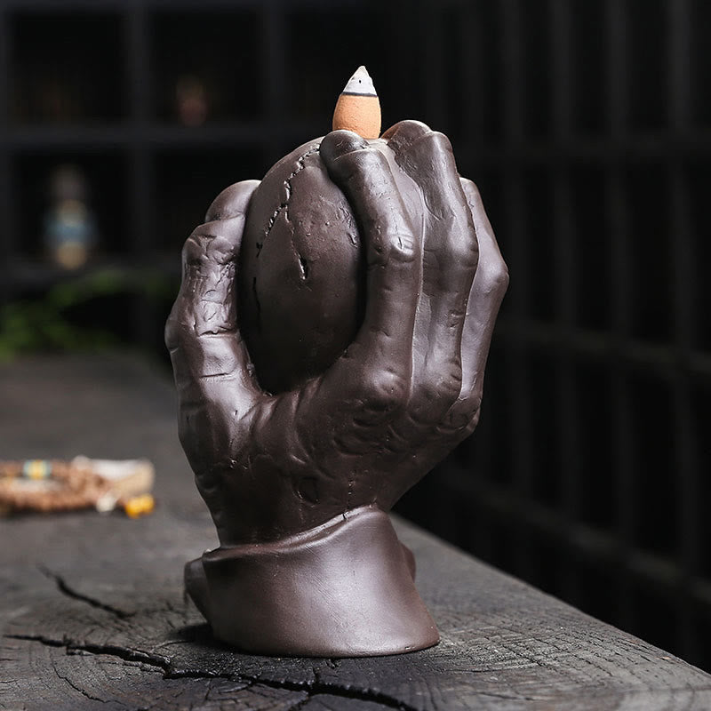 Skull Ghost Hand Purple Clay Burner