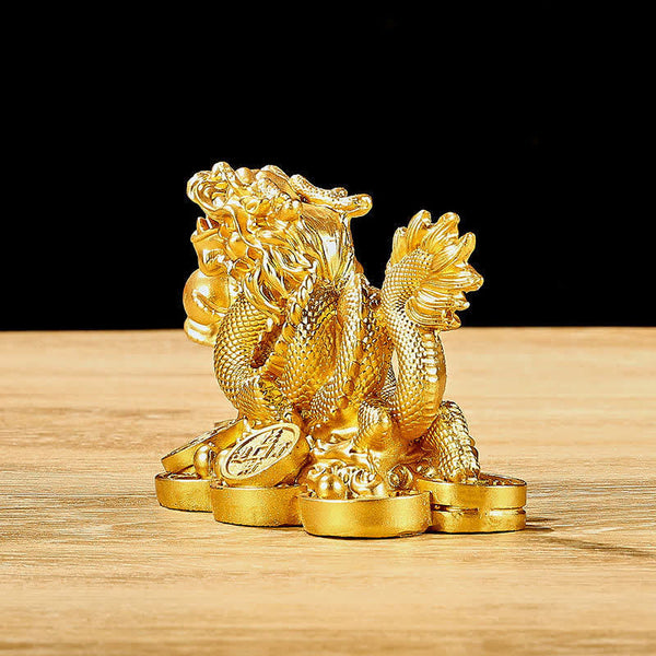 Dragon Copper Coin Decoration - Upright dragon with detailed scales and coin base, powerful energy