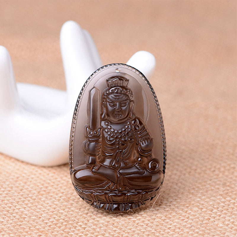 Chinese Zodiac Obsidian Protection Necklace Unisex Spiritual – monkey obsidian carving, cleverness prosperity charm