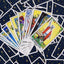 Rider Waite Tarot – Universal Waite deck fanned showing Magician and major arcana with blue star backs, beginner tarot