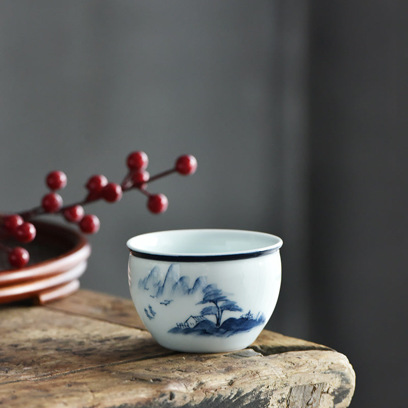 Koi Landscape Teacup – Gift packaging with red ribbon and card