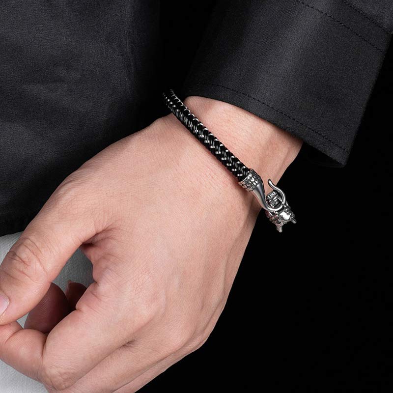 Dragon Protection Bracelet - Close-up of dragon clasp on wrist, Strong
