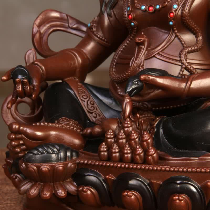 Yellow Jambhala Bodhisattva Copper Statue Home Office Decor – wealth mantra card, Tibetan practice accessory