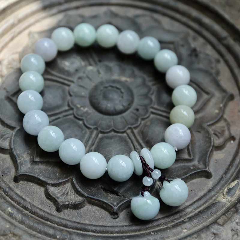 Natural Jade Pi Xiu Buddha Gourd Apple Success Bracelet – on ornate lotus metal plate, apple charm detail, zen gift