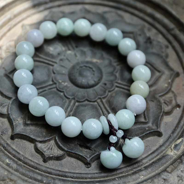 Natural Jade Pi Xiu Buddha Gourd Apple Success Bracelet – on ornate lotus metal plate, apple charm detail, zen gift