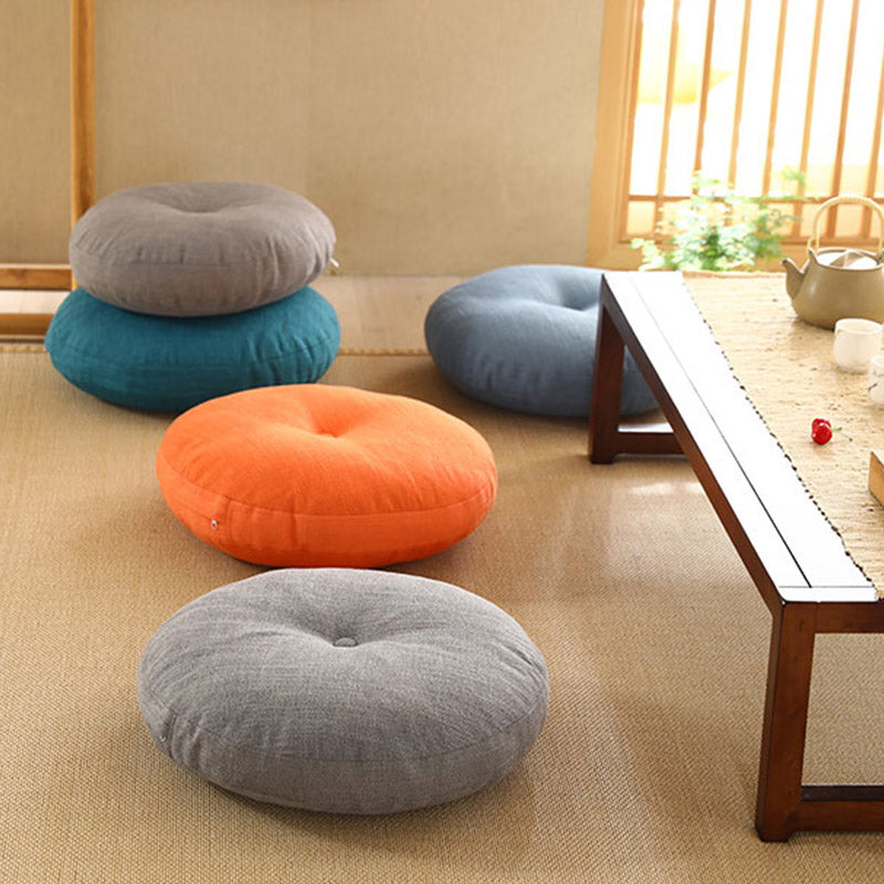 Lotus Linen Meditation Cushion – Five pastel shades in Japanese zen tea room setting