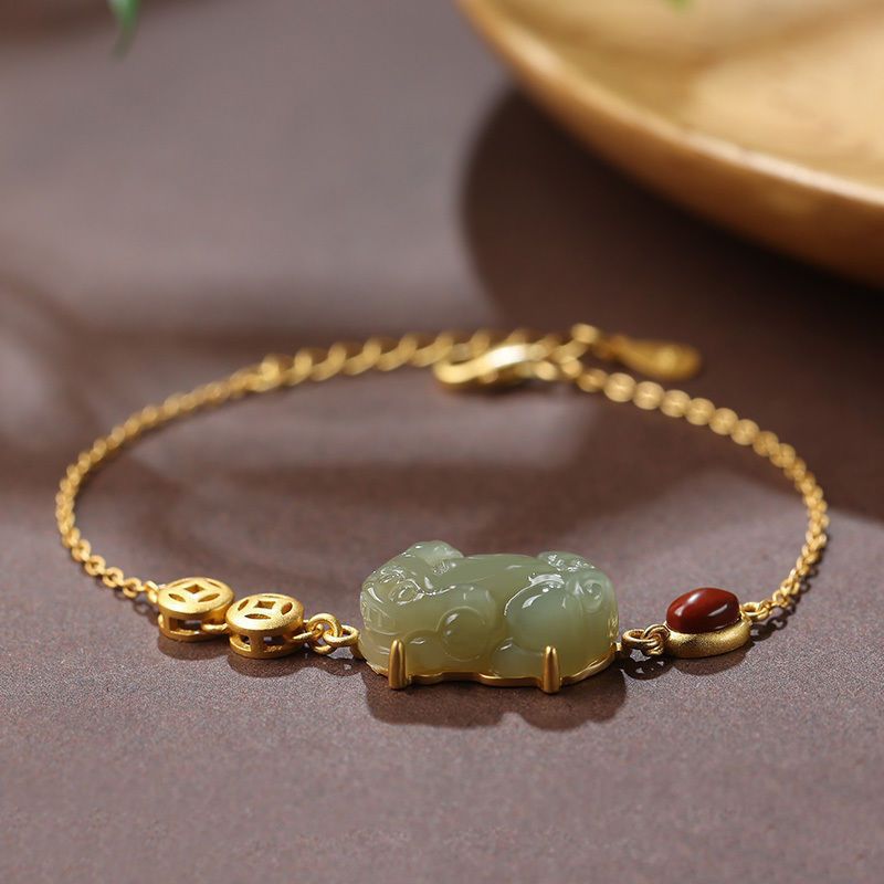 Hetian Jade Pixiu Gold Chain Bracelet Main image