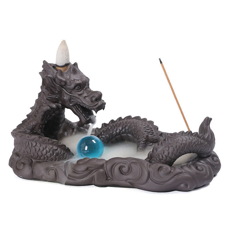 Dragon Clay Burner Dimensions - on digital scale showing 19x10cm, 391g, blue pearl
