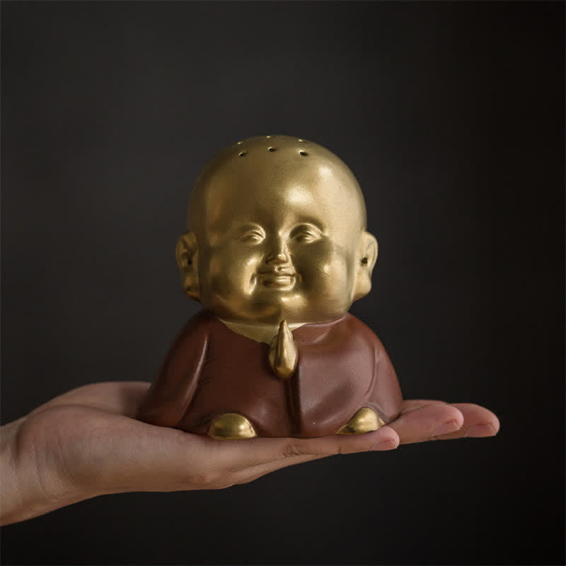 Laughing Buddha Incense Burner – glazed ceramic rotund belly, aromatic meditation room accessory