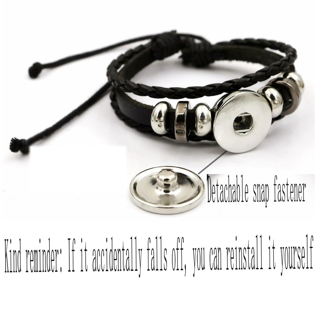 Zodiac Leather Wrap Bracelet – detachable snap fastener mechanism for interchangeable zodiac charms
