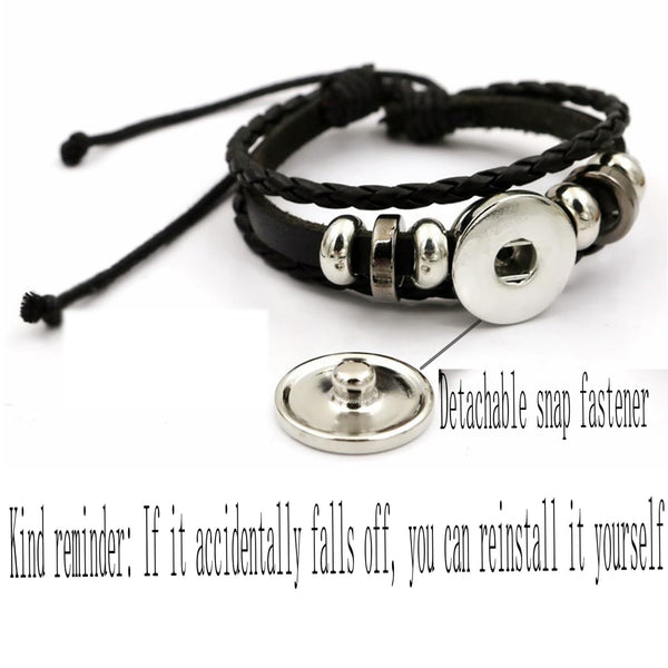 Zodiac Leather Wrap Bracelet – detachable snap fastener mechanism for interchangeable zodiac charms