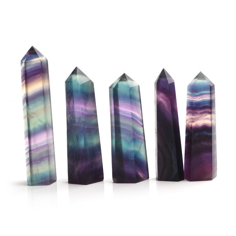 Colorful Fluorite Crystal Pillar – 9-10cm, detail shot