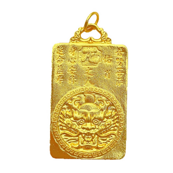 Buddha Zodiac Pendant – dragon back close-up dragon head relief, blessing characters engraved