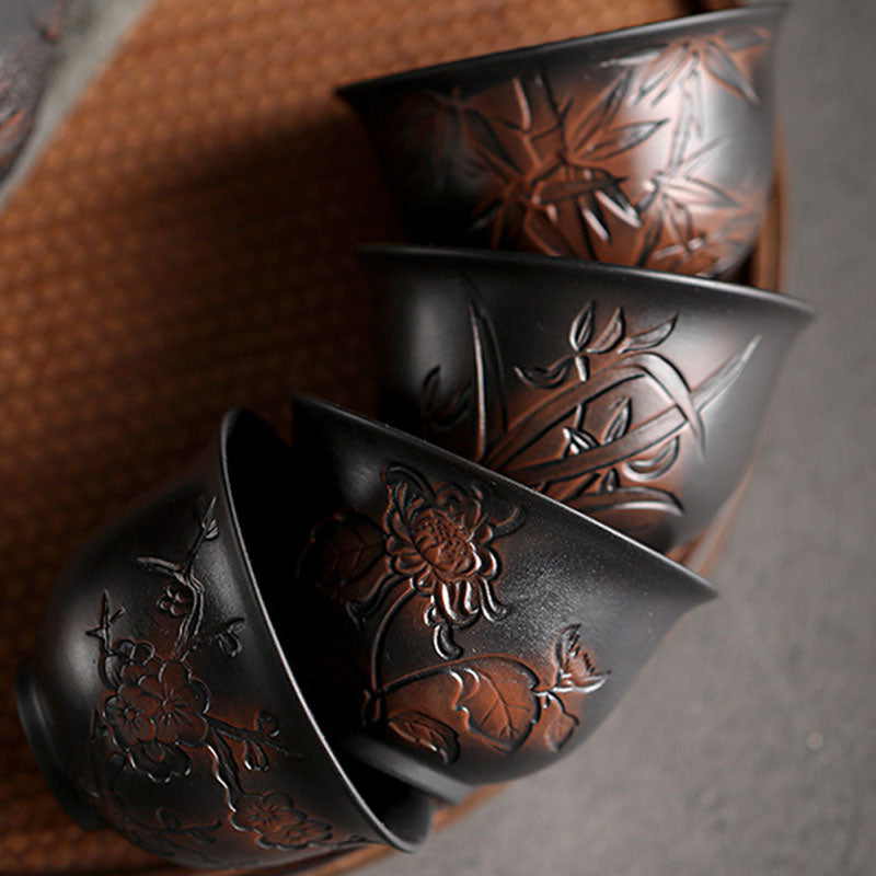 Dragon Bamboo Ceramic Tea Cup Bowl | Harmony & Nature