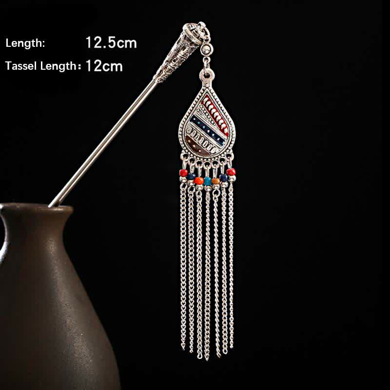Water Drop-Colorful size detail with length and tassel measurements