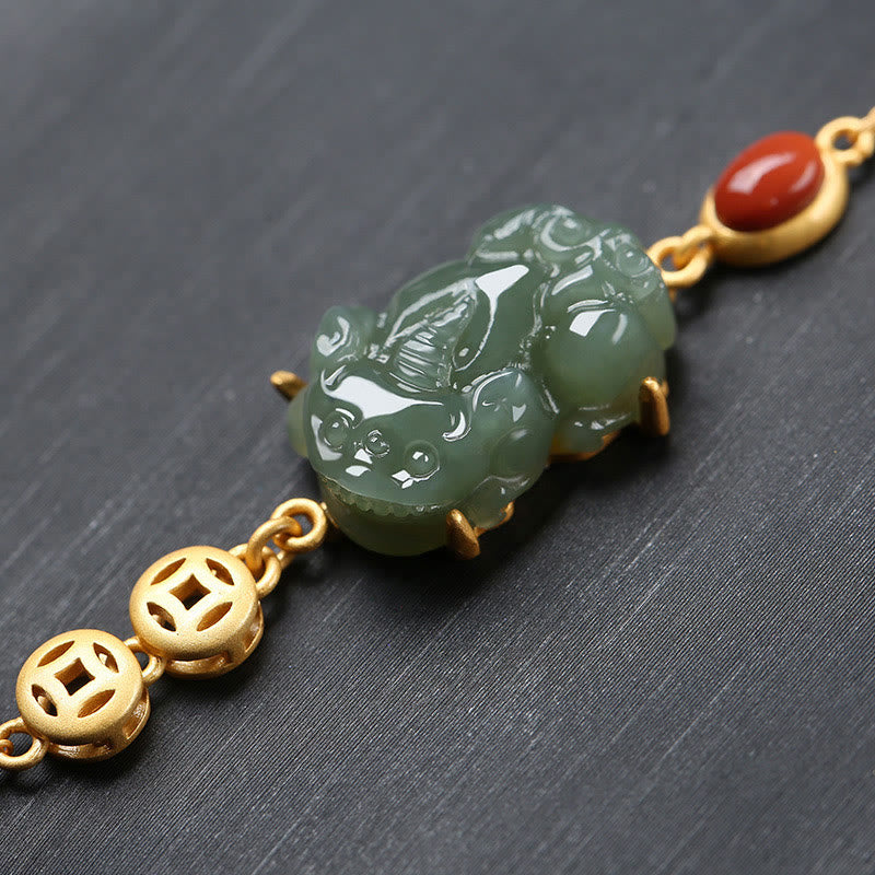 Cyan Jade Red Agate PiXiu Bracelet – Jade(Prosperity♥Abundance), image 2, healing bracelet