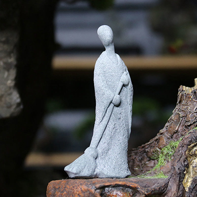 Meditation Buddha Monk Serenity Home Decoration – Elegant contemplation figure on wooden base, spiritual home accessory