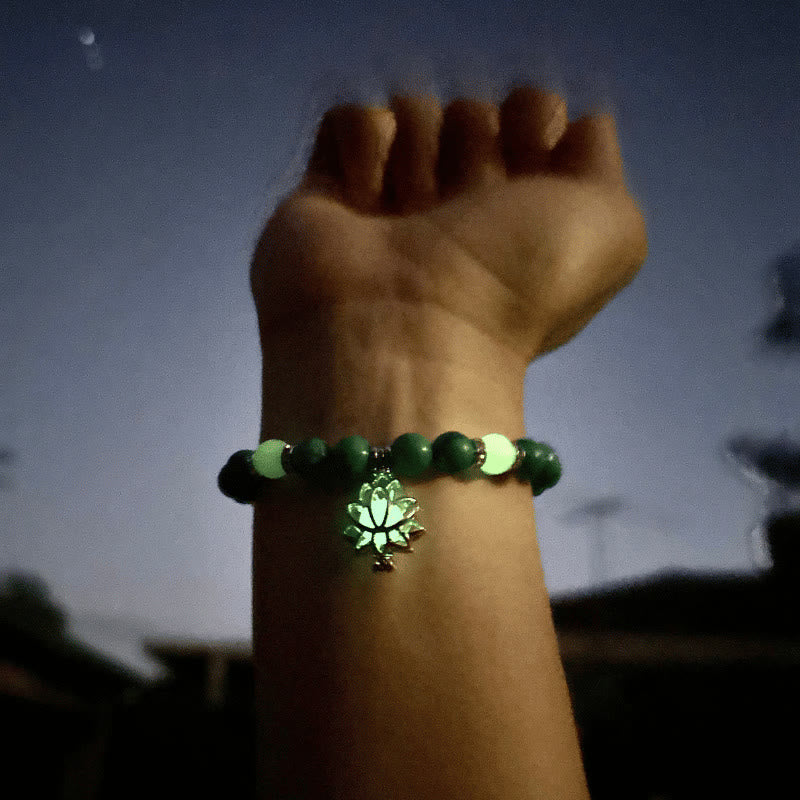 Pulsera de protección de loto con turquesa tibetana luminiscente