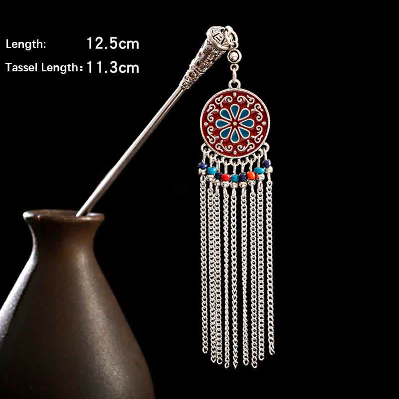 Flowers-Colorful size detail, 12.5cm length with 11.3cm tassel