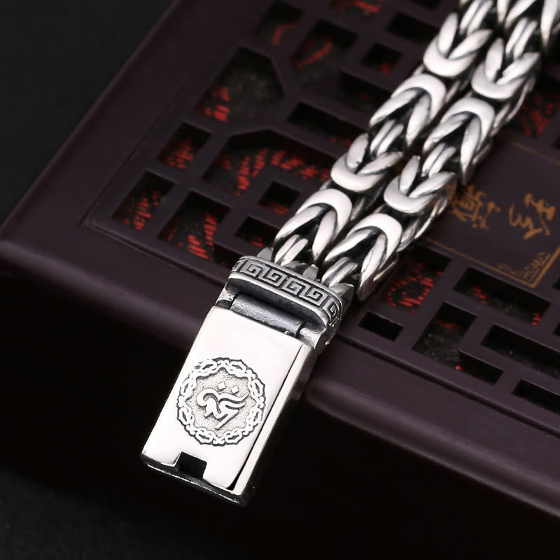 Om Mani Padme Hum Bracelet – Om symbol box clasp detail, spiritual jewelry