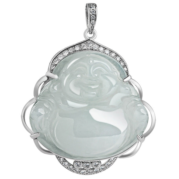 Green Jade Buddha – natural stone translucence, spiritual pendant