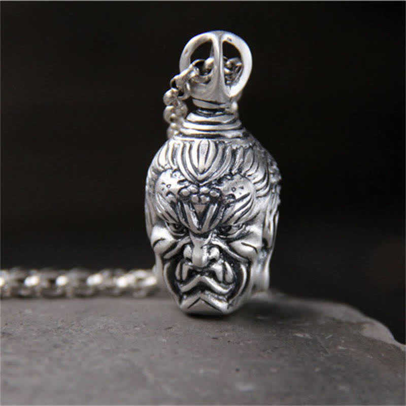 999 Silver Buddha Ghau Pendant Necklace – Back view of seated Buddha with robe folds, mindfulness home decor
