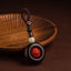 Tibetan Om Mani Padme Hum Sandalwood Cinnabar Protection Keychain – mantra bead style on wooden plate, sandalwood keychain