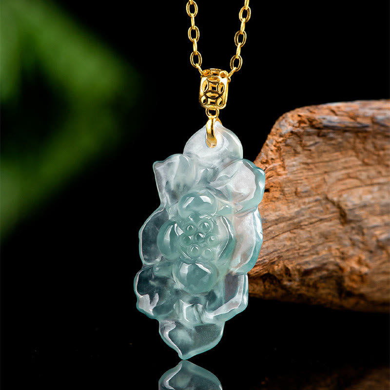 Natural Jade Lotus Prosperity Necklace Pendant | Abundance