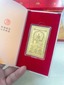 Guardian Gods Gold Foil Phone Sticker – Samantabhadra Bodhisattva gold foil card in open red velvet gift box, zodiac guardian collection packaging display