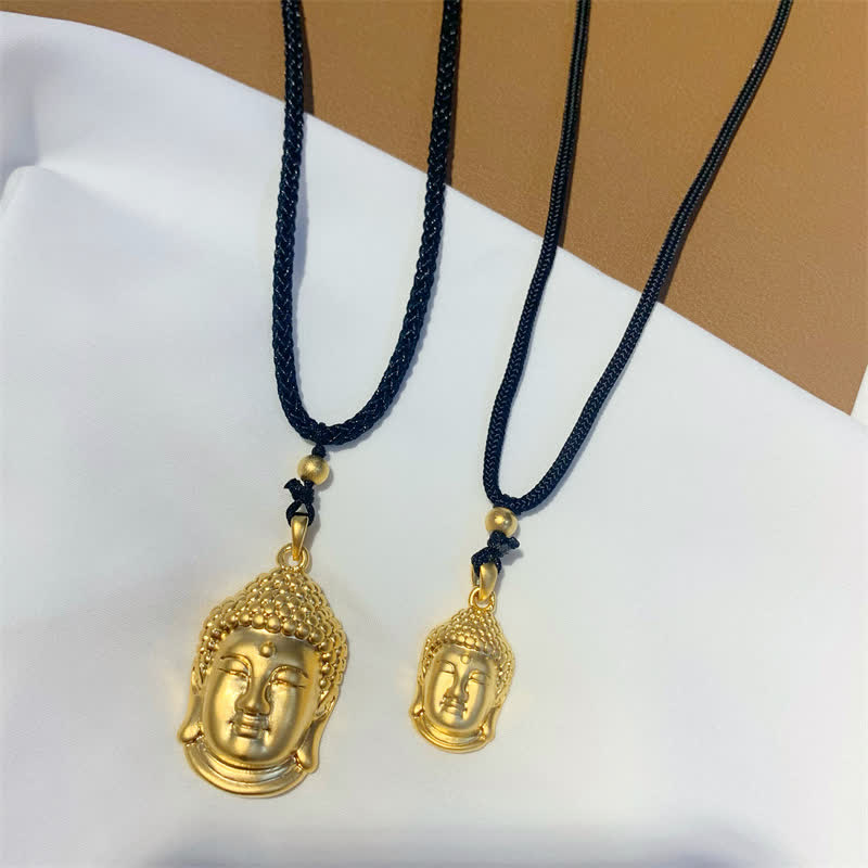 Gold Buddha Copper Wealth Necklace Pendant – Glowing gold Buddha talisman on delicate chain, fortune pendant gift