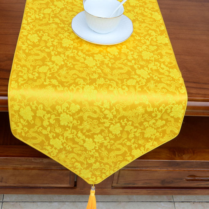Tibetan Dragon Vajra Jacquard Altar Table Runner | Luck
