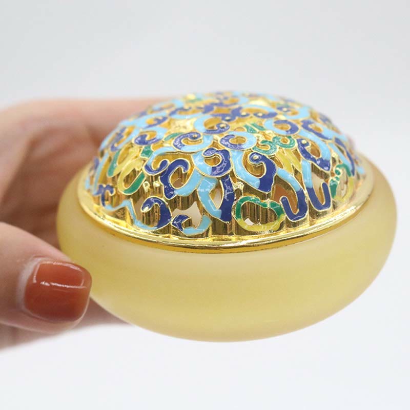Quemador de Incienso de Cristal de Liuli con Forma de Flor de Loto
