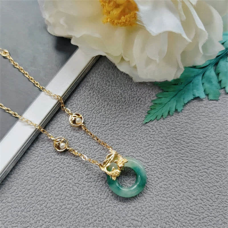 Cyan Jade Koi Bracelet - clasp and stringing close-up showing durable construction, jade