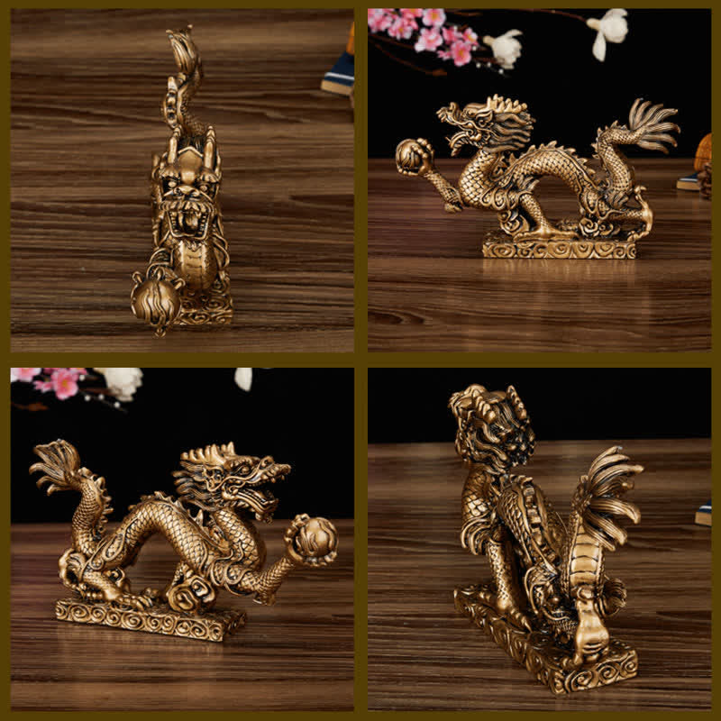 Bronze Dragon Decoration - four-view cherry blossoms, traditional, elegant, lucky
