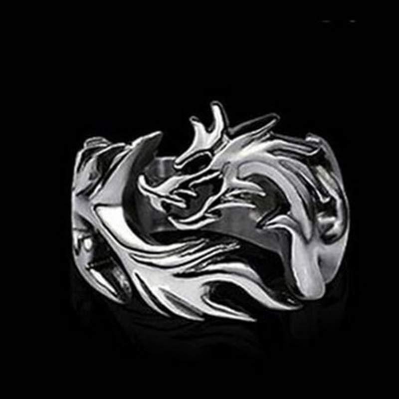 Dragon Pattern Protection Ring – horned dragon on light wood, Regal