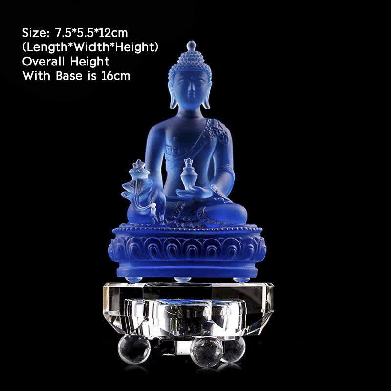 Medicine Buddha Liuli Crystal Statue Handmade Home Office Decoration – purple liuli Medicine Buddha, spiritual transformation